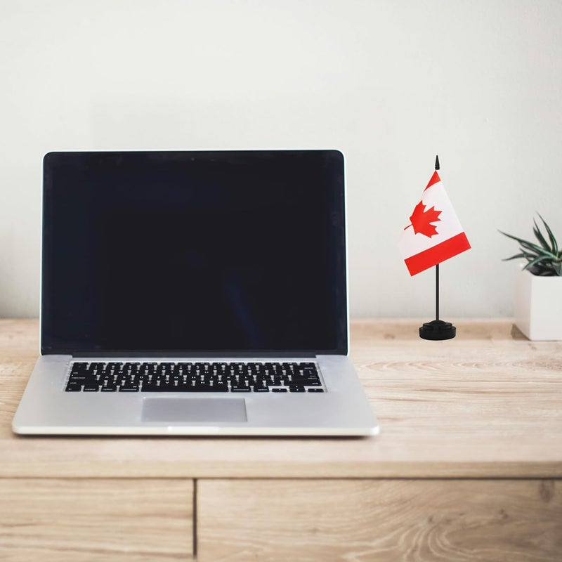 Yamiuo 2 Pack Canada Desk Flag Set, Canadian Desktop Small Miniature Table Office Flag with 12" Black Pole and Black Base, Offices, Classroom, Home, Festival Decoration (Canada) - Image 5